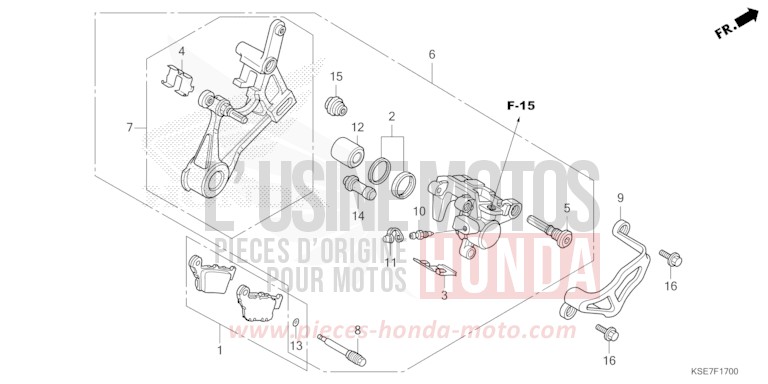 HINTERRAD-BREMSSATTEL von CRF150R "Big Wheels" EXTREME RED (R292) von 2022